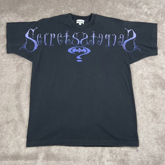 Black Vintage Secrets Batman T-shirt Single Stitch Size L One Size Comic Cartoon - Picture 1 of 4